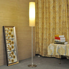 Eryn Minimalist Metal and Fabric Cylindrical White Floor Lamp