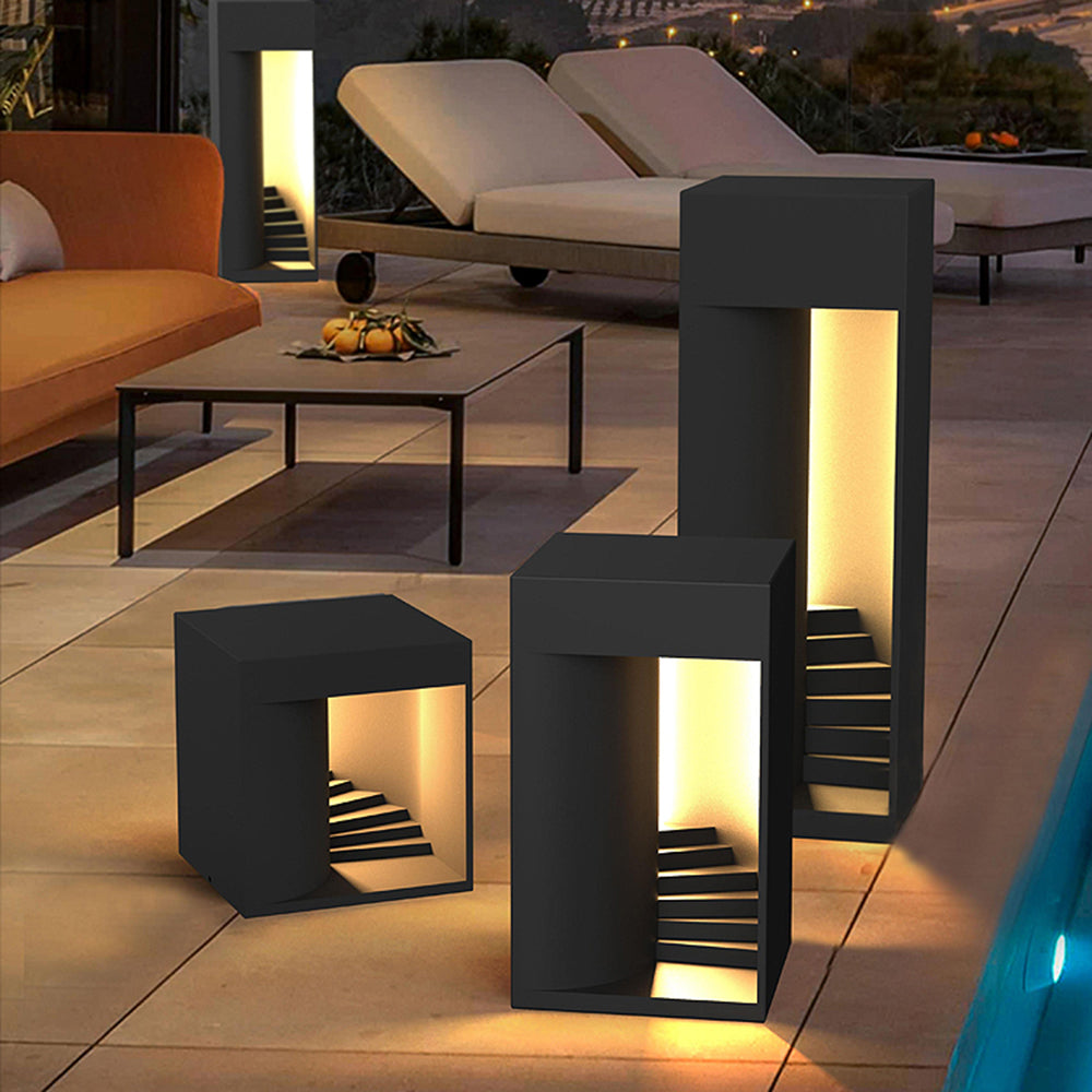 Ray Minimalist Waterproof Cuboid Rechargeable/Solar Lamp de Table, Black/White