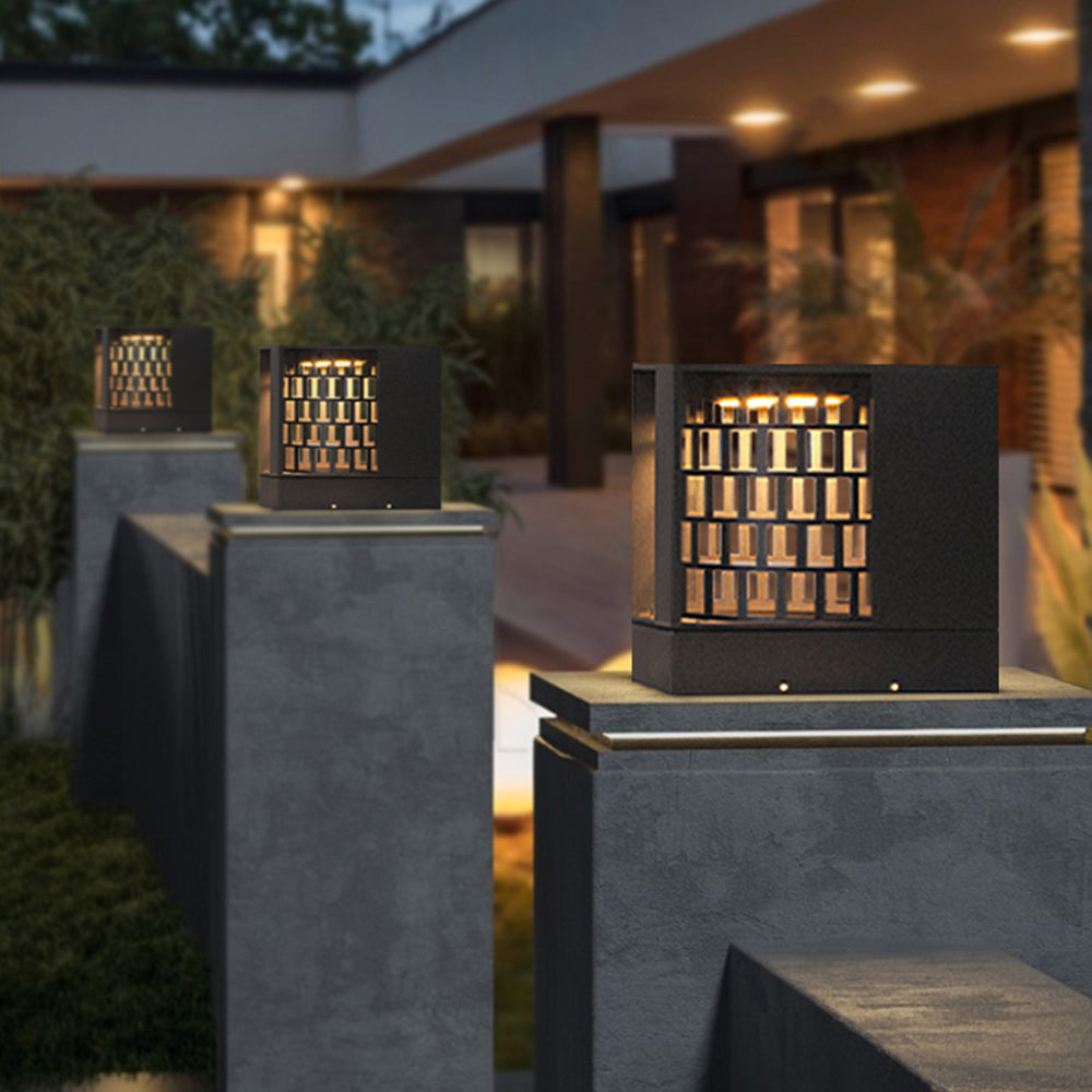 Ray Modern Pattern Metal Outdoor Table Lamps, Black