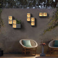 Ray Modern Cube Square Metal/Glass Outdoor Wall Lamp, Black