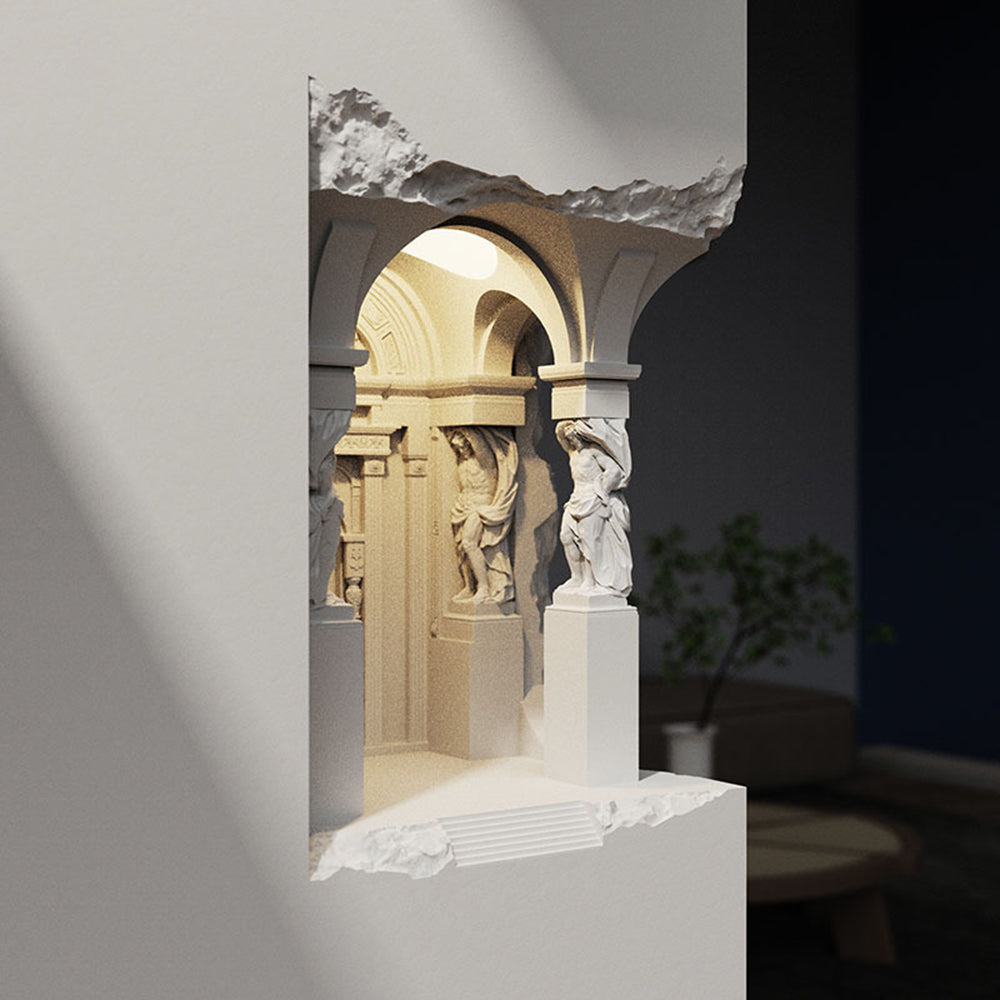 Arisha Art Deco Flush LED Plaster Wall Lamp, White