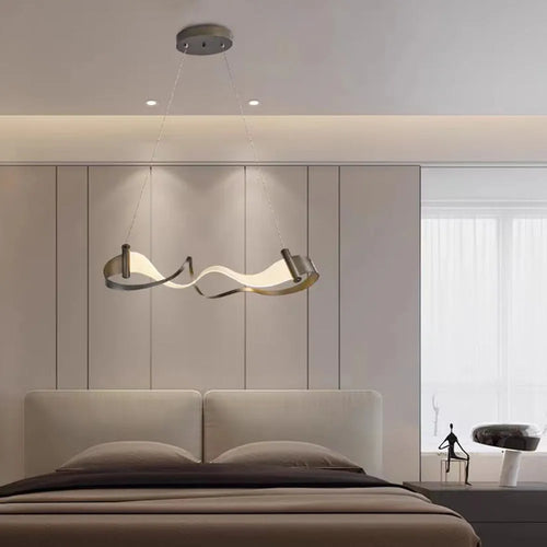 Arisha Metal Gold Pendant Light, Wavy Shape