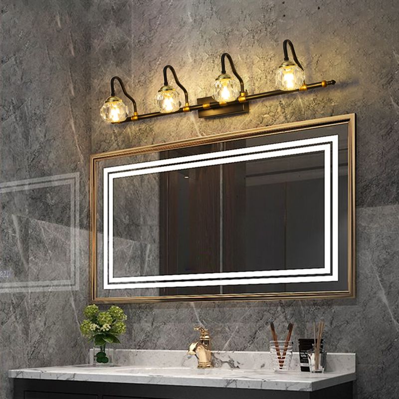 Kristy Vintage Crystal Globe Vanity Wall Lamp, Black, Bathroom