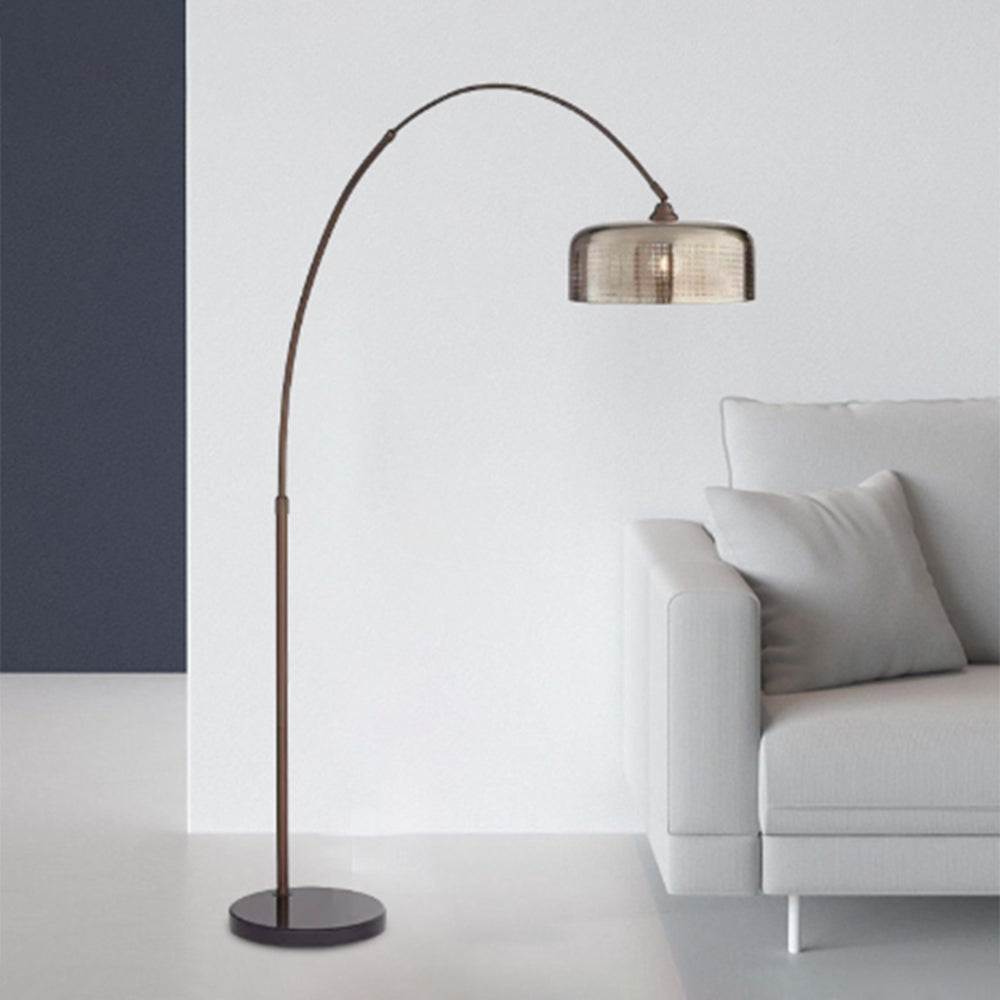 Hailie Retro Brown Curved Floor Lamp, Metal