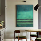 Teal Green Horizon Abstract Painting