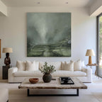 Misty Sage Green Landscape Painting