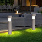 Ray Modern Metal Cylindrical Outdoor Path Light, Grey
