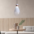 Valentina Minimalist Teardrop Shaped Glass Pendant Light, Smoke Gray/White
