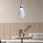 Valentina Minimalist Teardrop Shaped Glass Pendant Light, Smoke Gray/White