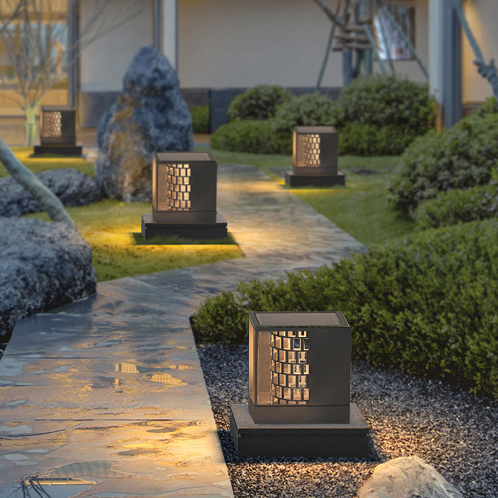 Ray Modern Pattern Metal Outdoor Table Lamps, Black