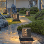 Ray Modern Pattern Metal Outdoor Table Lamps, Black