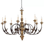 Silva Large Retro Creative Chandelier Brown Wood Metal Living Room