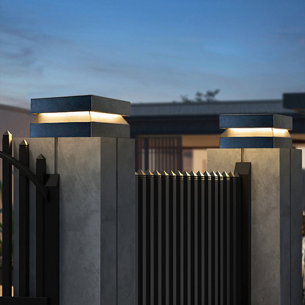 Axion Modern Concave Metal Black Outdoor Lamps, Solar