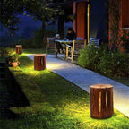 Ray Natural Column Wood Outdoor Floor Lamp Table