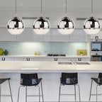 Valentina Industrial Round Metal Glass Pendant Light Living Room