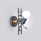 Arisha Industrial Man Metal/Wood Wall Light, Gray/White/Green