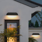 Ray Modern Minimalist Semi-elliptical Metal/Stone Outdoor Wall Lamp, Black/White