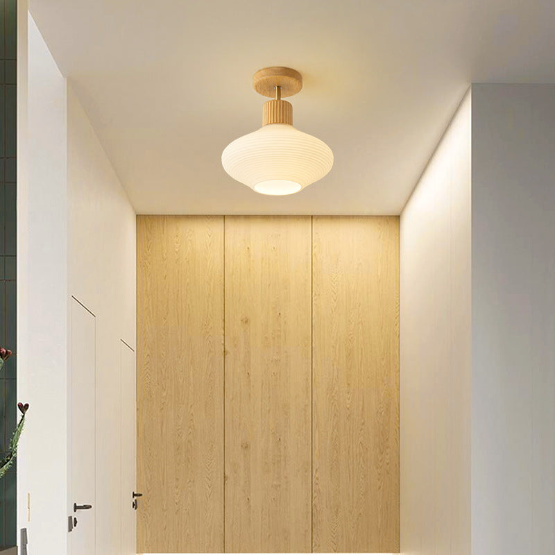 Arisha Minimalist Flush Mount Ceiling Light Wood/Walnut Hallway