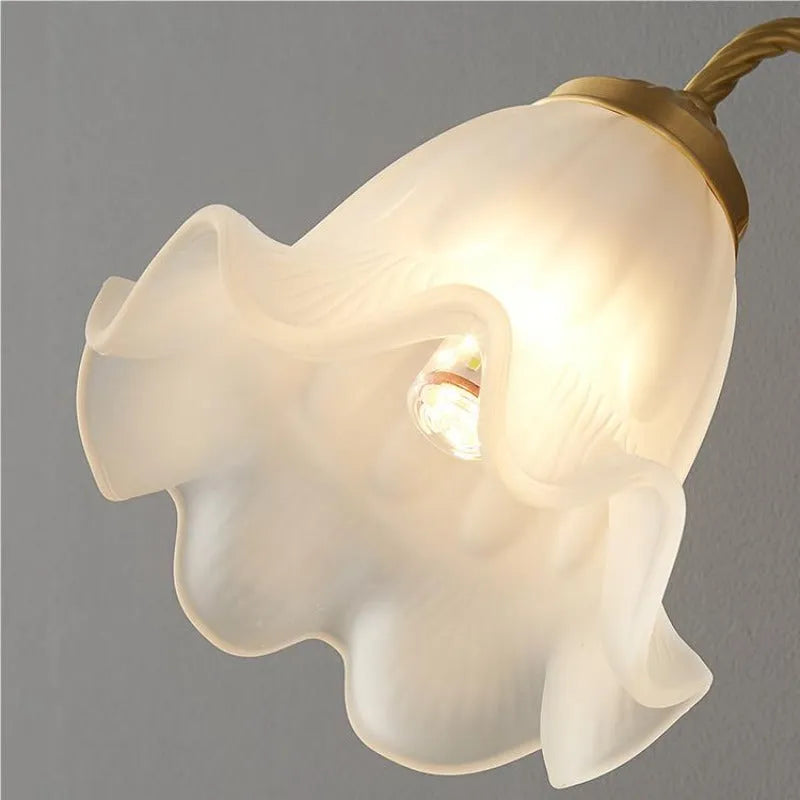 Arisha Retro LED Indoor Wall Lamp Gold  Glass  Flower-shaped Design  Bedroom