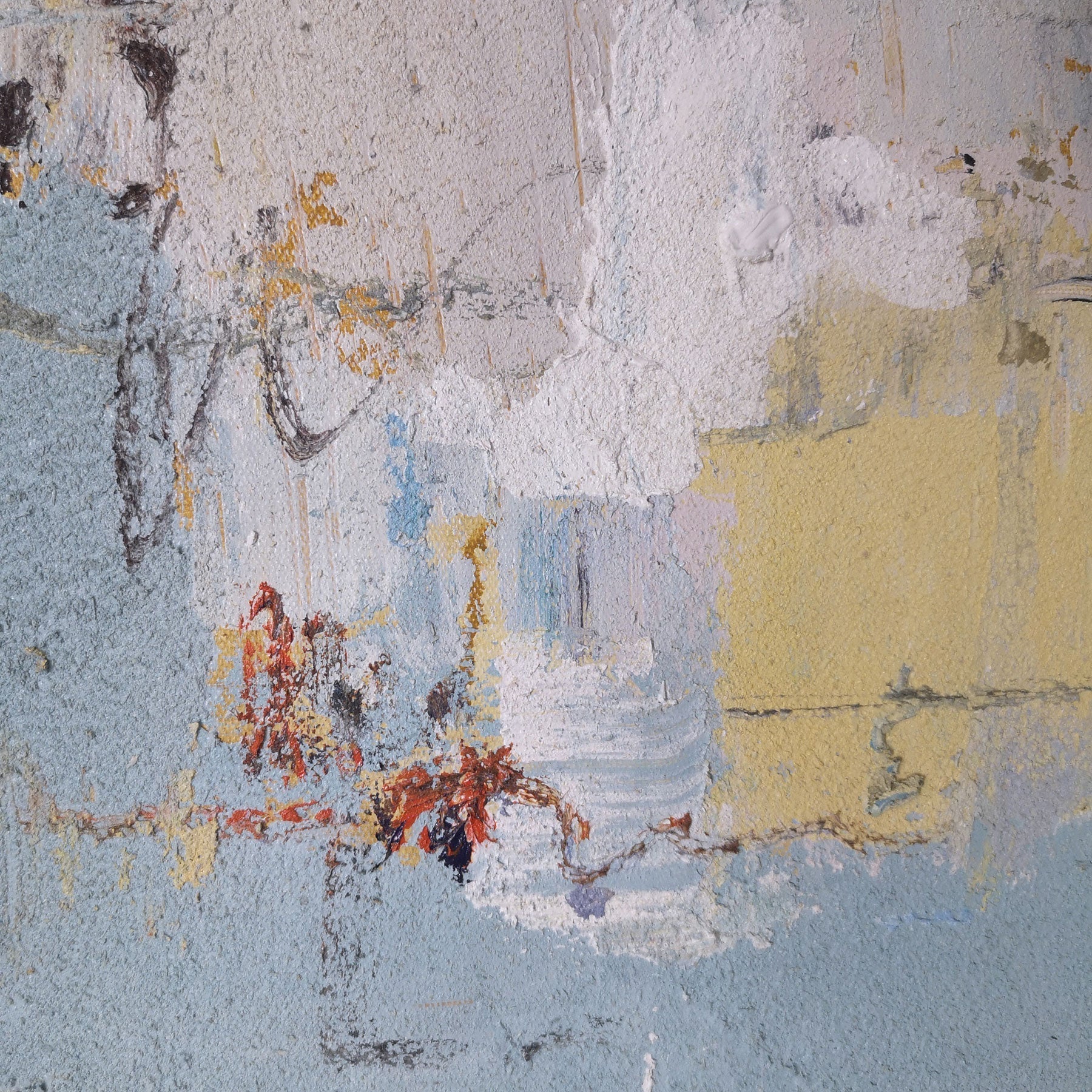 Textured Blue Yellow Abstract Oil Painting