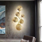 Arisha Modern Metal Round Lotus Leaf Wall Lamp, Gold