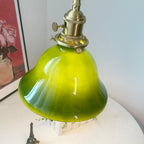 Valentina Rustic Vintage LED Pendant Light Green Copper Glass Dining Room