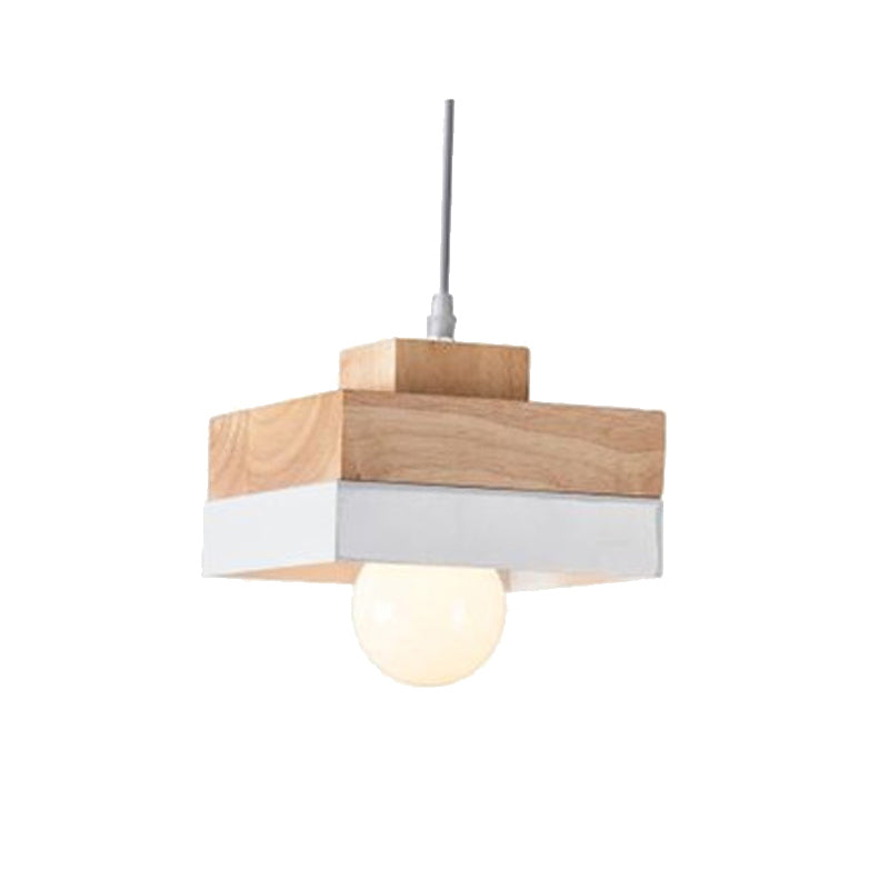 Aria Minimalist Black & White Wood Geometric Pendant Light
