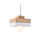 Aria Minimalist Black & White Wood Geometric Pendant Light