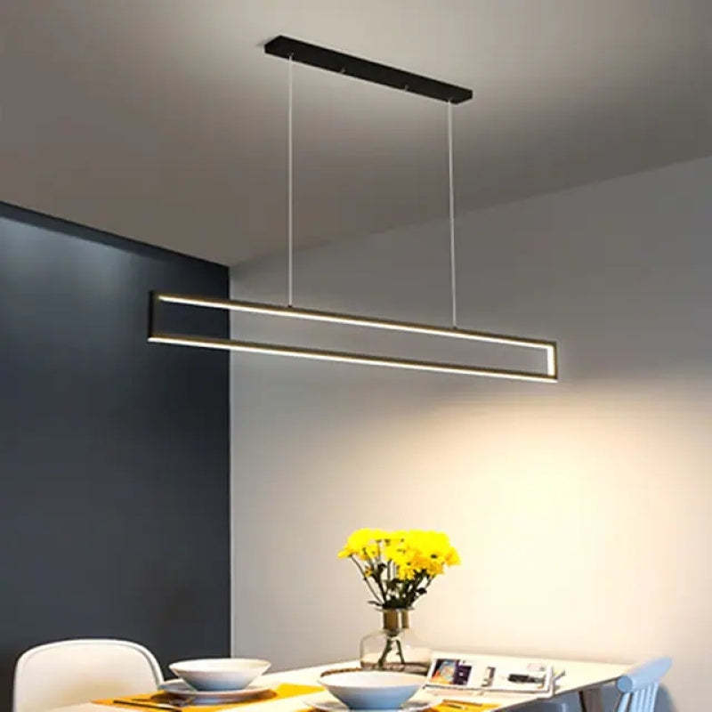 Arisha Modern Metal Vertical Rectangular Pendant Light, Black