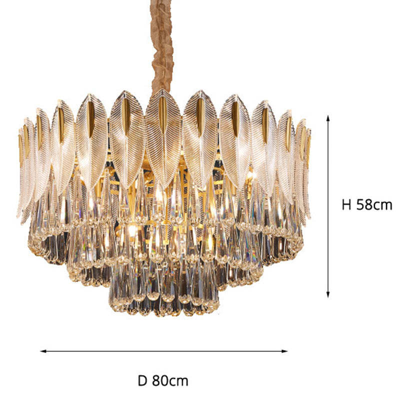 Arisha Luxury Feather Crystal Chandelier, Living Room