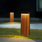 Ray Modern Metal Rectangular Outdoor Path Light, Wood