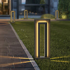 Ray Modern Metal Hollow Rectangular Solar Outdoor Path Light, Black