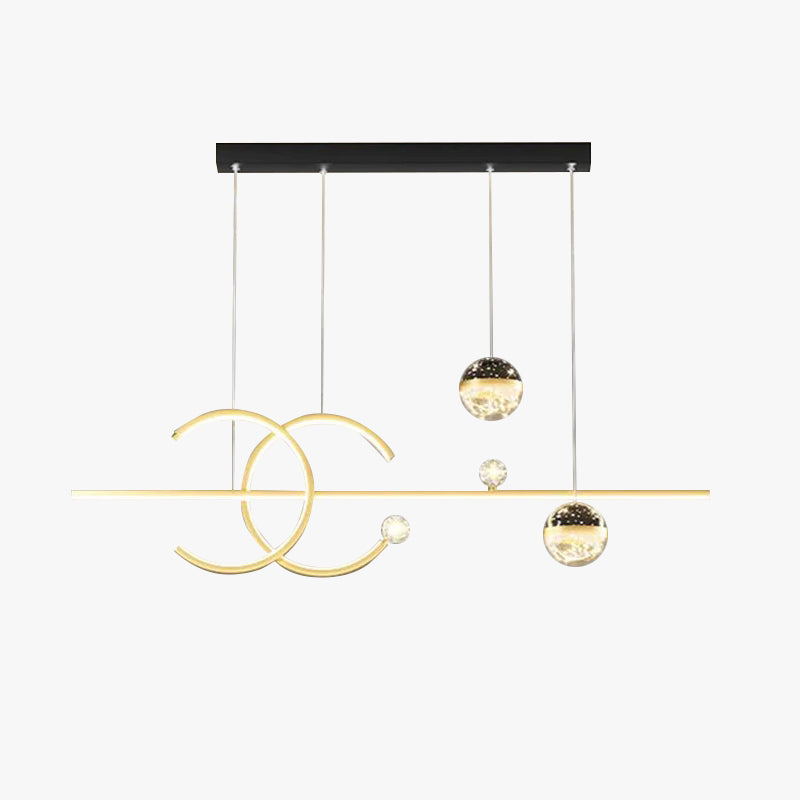 Arisha Luxury Globe Metal/Glass Pendant Light, Black/Gold