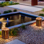 Ray Natural Column Wood Outdoor Floor Lamp Table