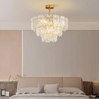 Kristy Elegant Gold Pendant Light 3 Rings, Metal/Glass