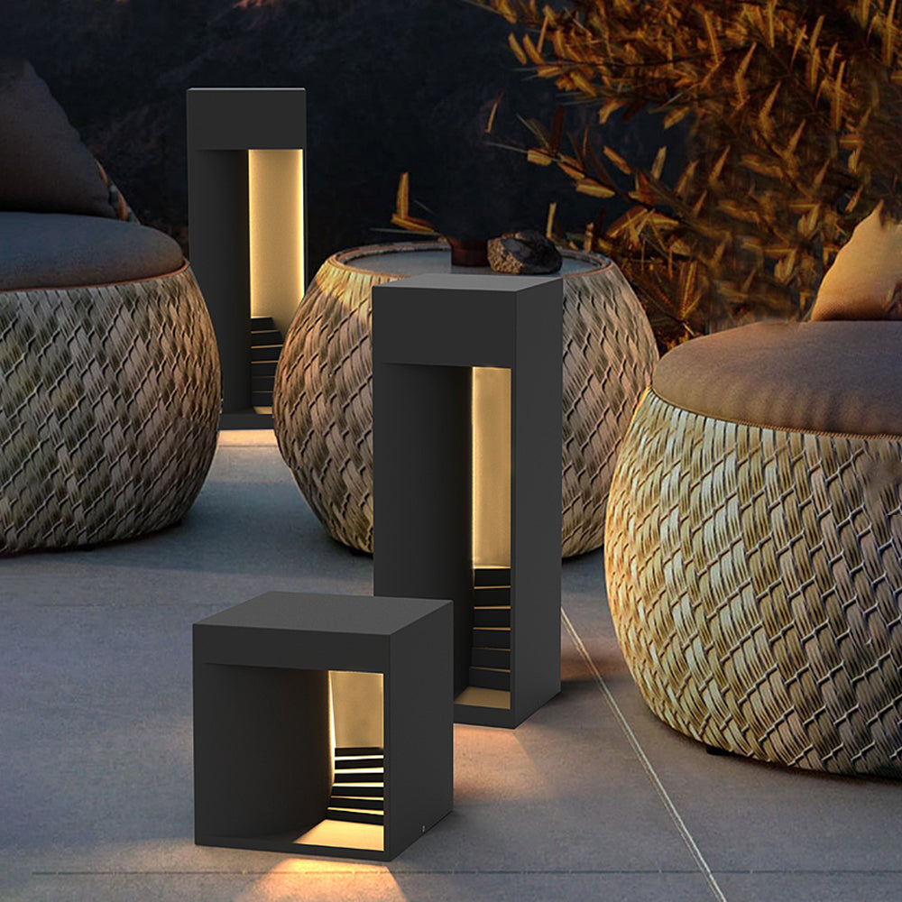 Ray Minimalist Waterproof Cuboid Rechargeable/Solar Lamp de Table, Black/White