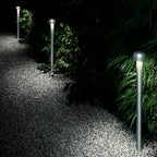 Ray Modern Metal Mushroom Shaped Outdoor Path Light, Silver/Black