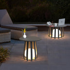 Ray Table Metal Outdoor Solar Floor Lamp, Hardwired/Solar, Black
