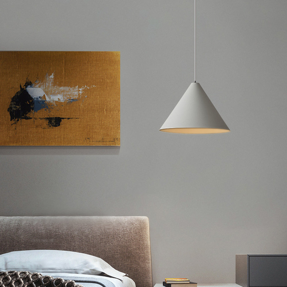 Arisha Minimalist Cone Metal Pendant Light, Grey