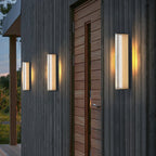 Ray Modern Semi-Cylindrical Outdoor Metal/ Wall Lamp, Clear/Black