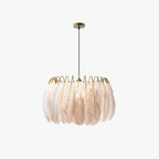 O'Moore Elegant Feather Pendant Light, Black/White, Bedroom/Living Room