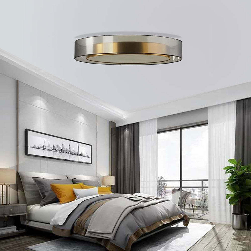 Arisha Nordic Modern Round LED Flush Mount Ceiling Light, Gold Copper