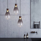 Valentina Minimalist Teardrop Shaped Glass Pendant Light, Smoke Gray/White