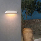 Ray Modern Minimalist Semi-elliptical Metal/Stone Outdoor Wall Lamp, Black/White