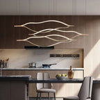 Arisha LED Linear Minimalist Wave Golden Leaf Shaped Pendant Light