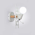 Arisha Industrial Man Metal/Wood Wall Light, Gray/White/Green