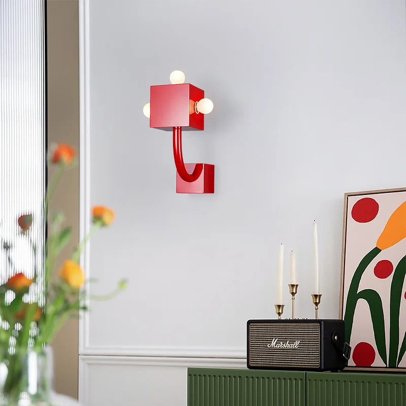 Aria Modern Industrial LED Indoor Wall Lamp Red Living Room Bedroom