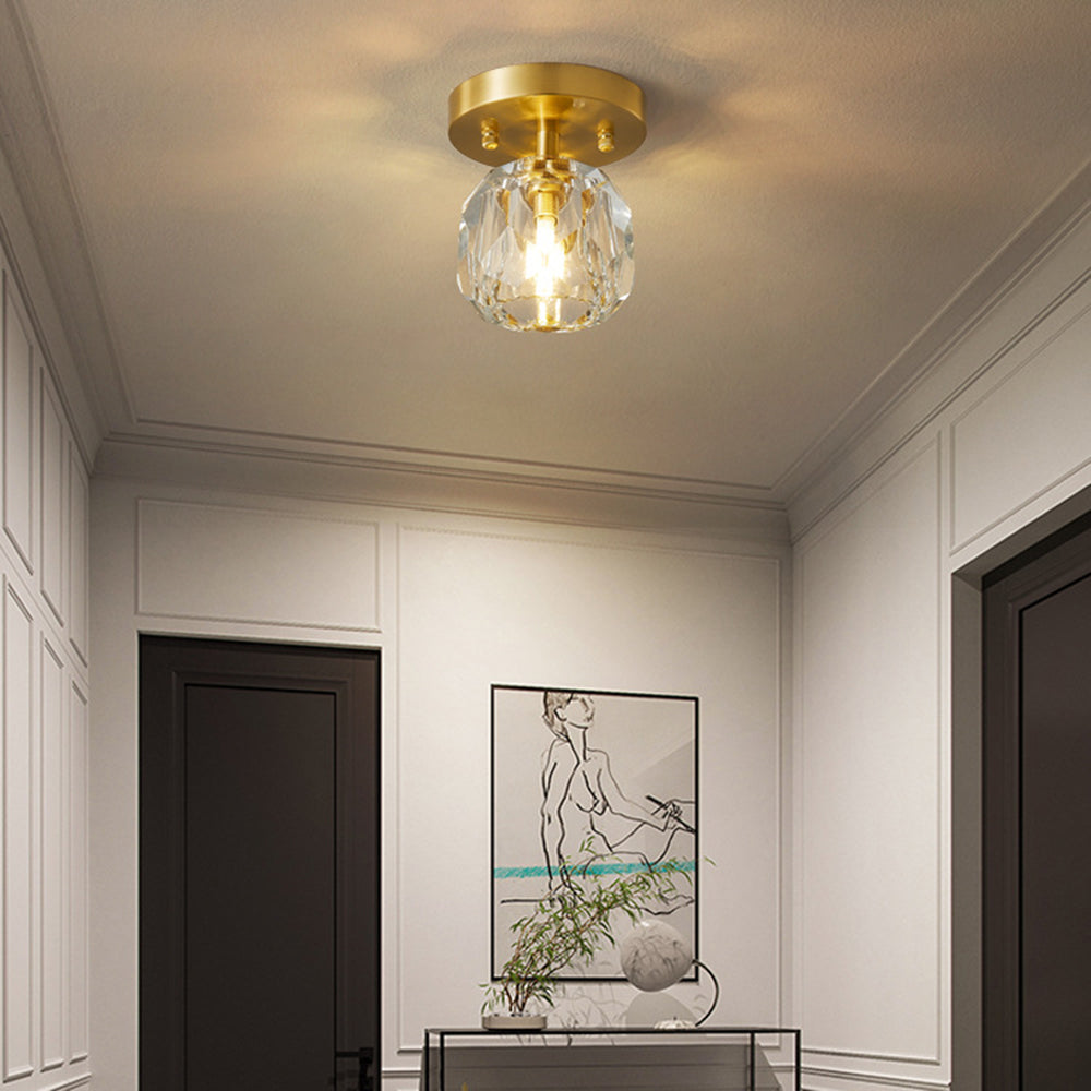 Kristy Luxury Diamond Metal/ Flush Mount Ceiling Light, Gold
