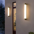 Ray Minimalist Cylindrical Metal Outdoor Wall Lamp, Black/Gold/Silver