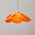 Ritta Minimalist Fabric Flower Pendant Light, Orange/Brown/Beige